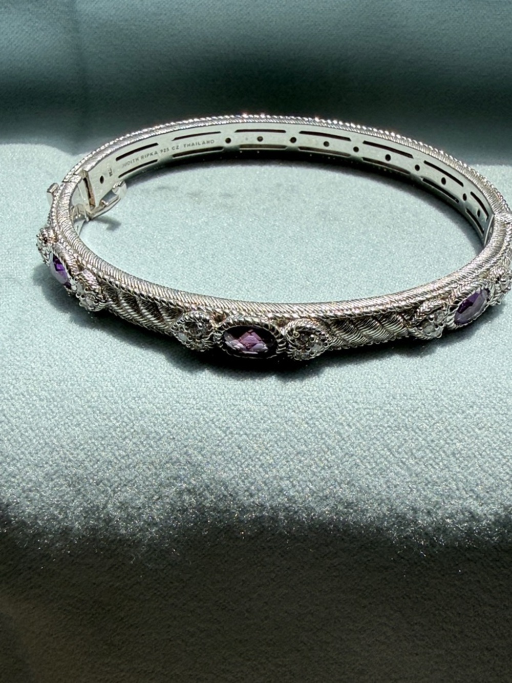Judith Ripka Sterling Silver Bangle with Amethyst and cz - Picture 6 of 6